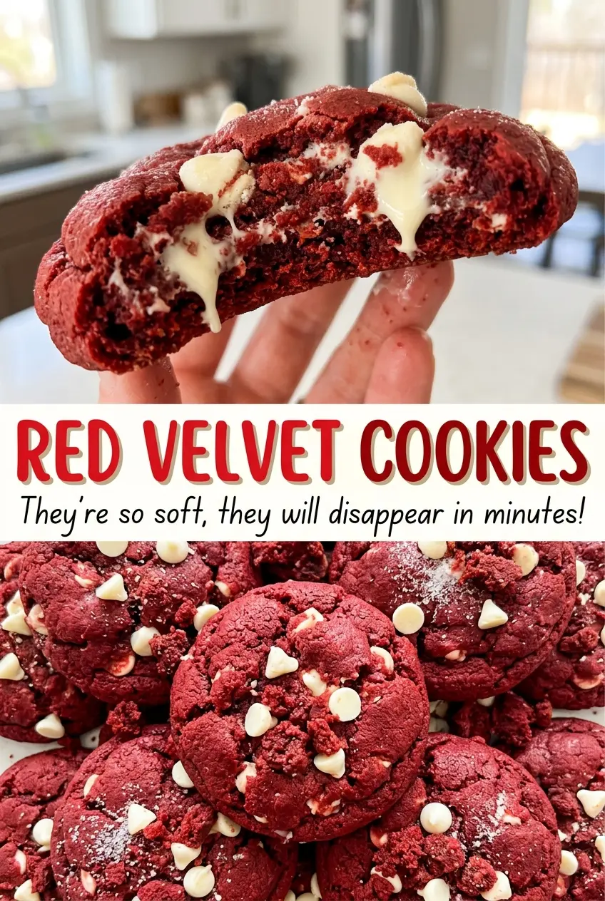 Red Velvet Cookies with frosted tops