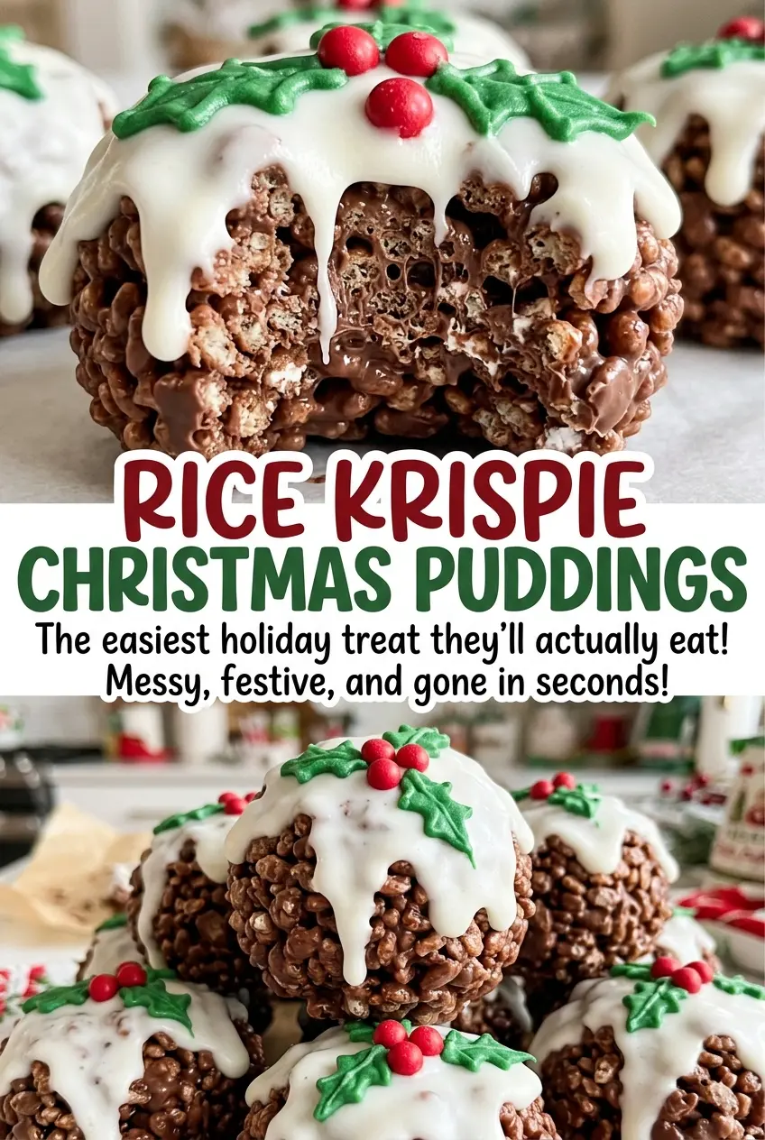 Rice Krispie Christmas Puddings chocolate cereal mounds