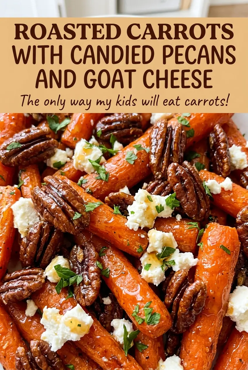 Roasted carrots with candied pecans and goat cheese, caramelized and creamy