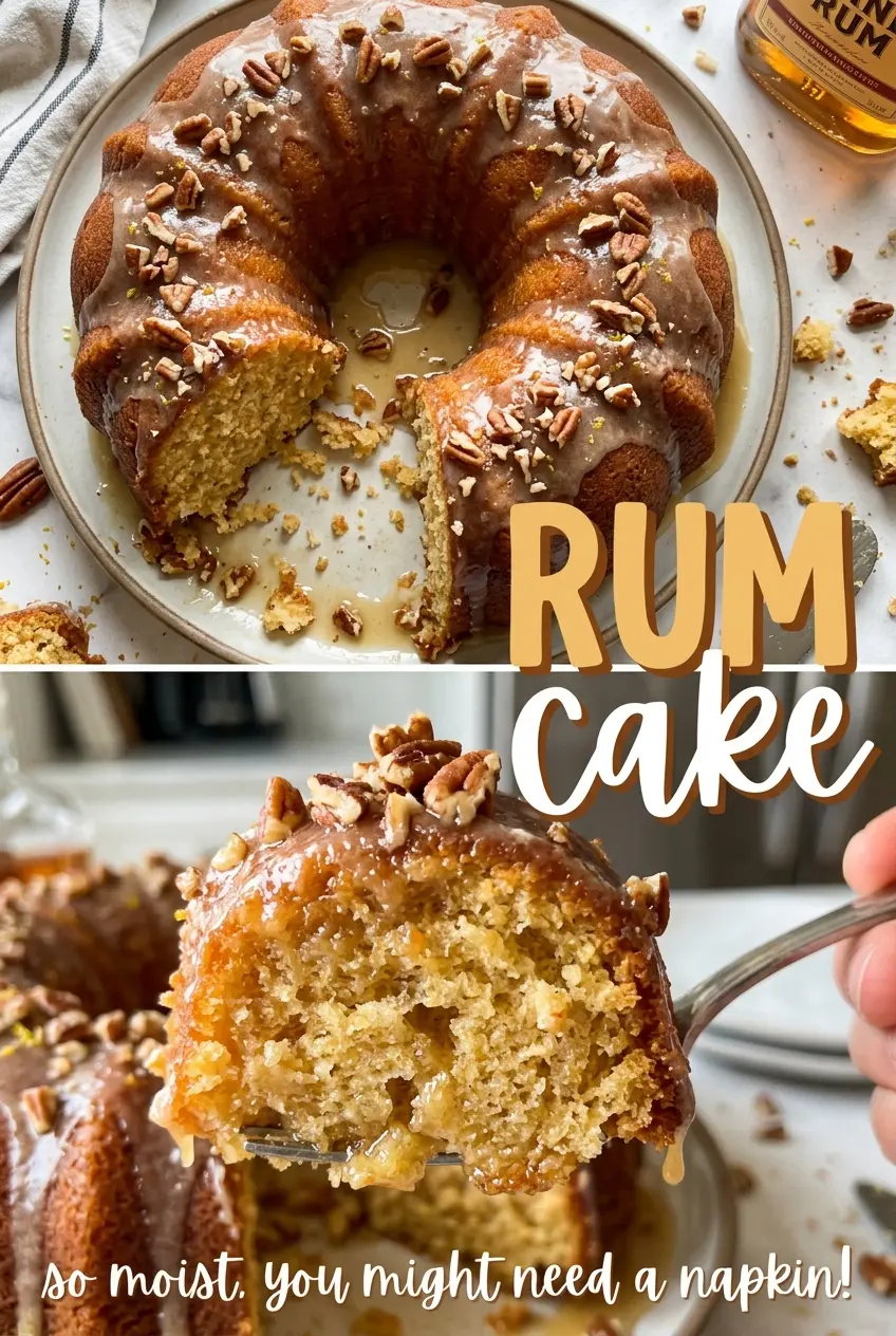 Rum Cake glossy rum-soaked crumb