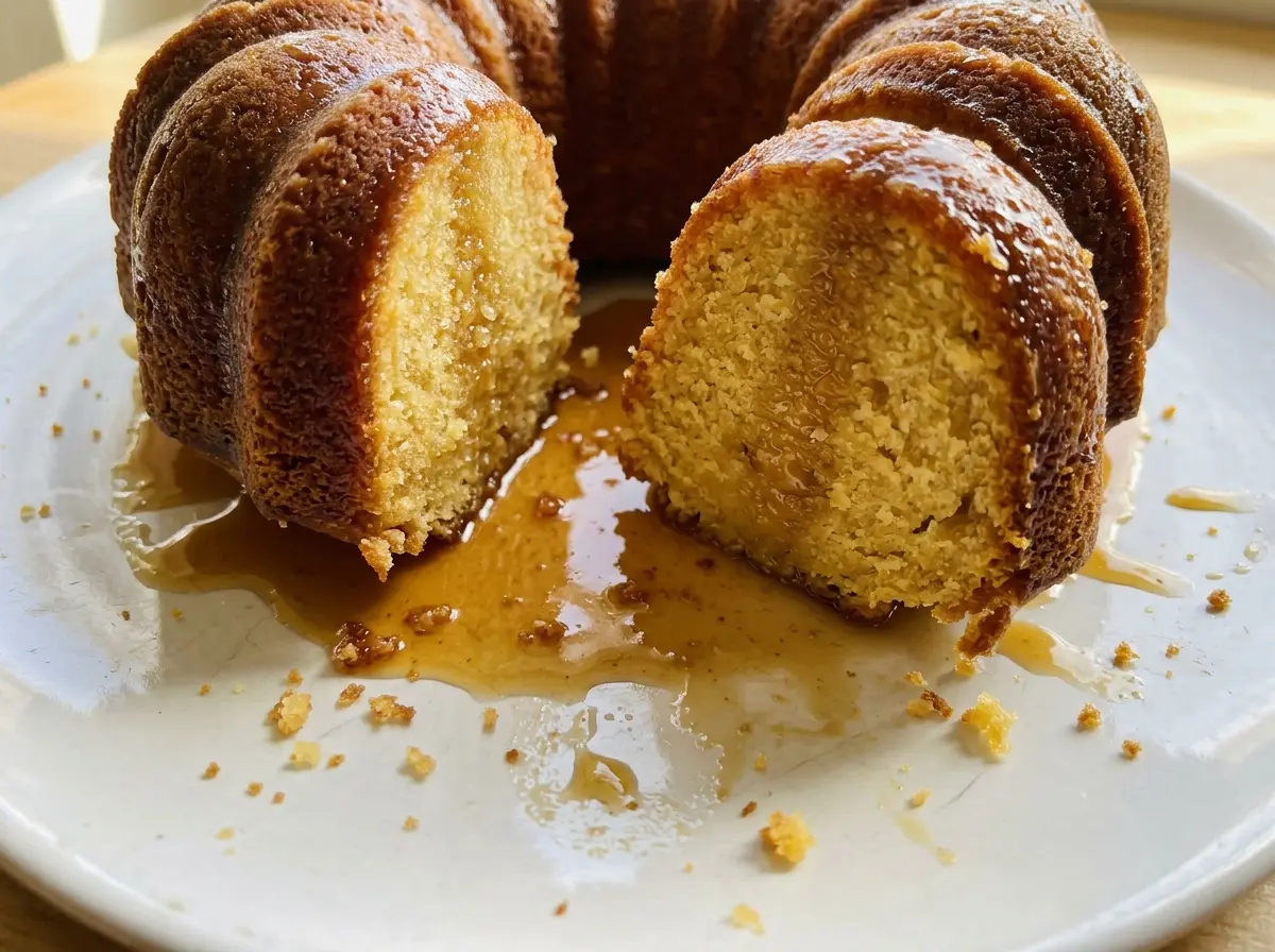 Rum Cake golden glazed Bundt