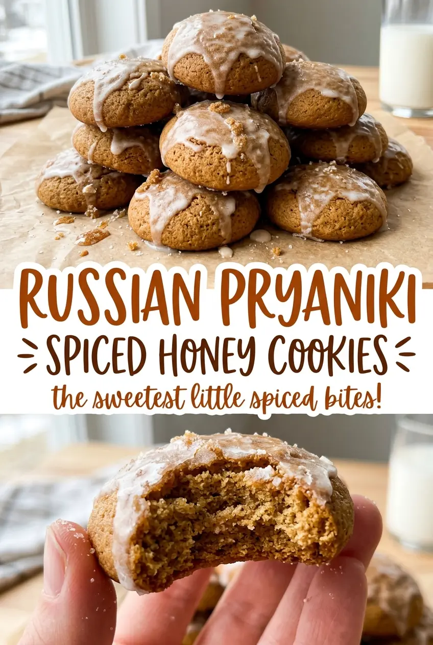 Russian Pryaniki Spiced Honey Cookies glazed golden cookies