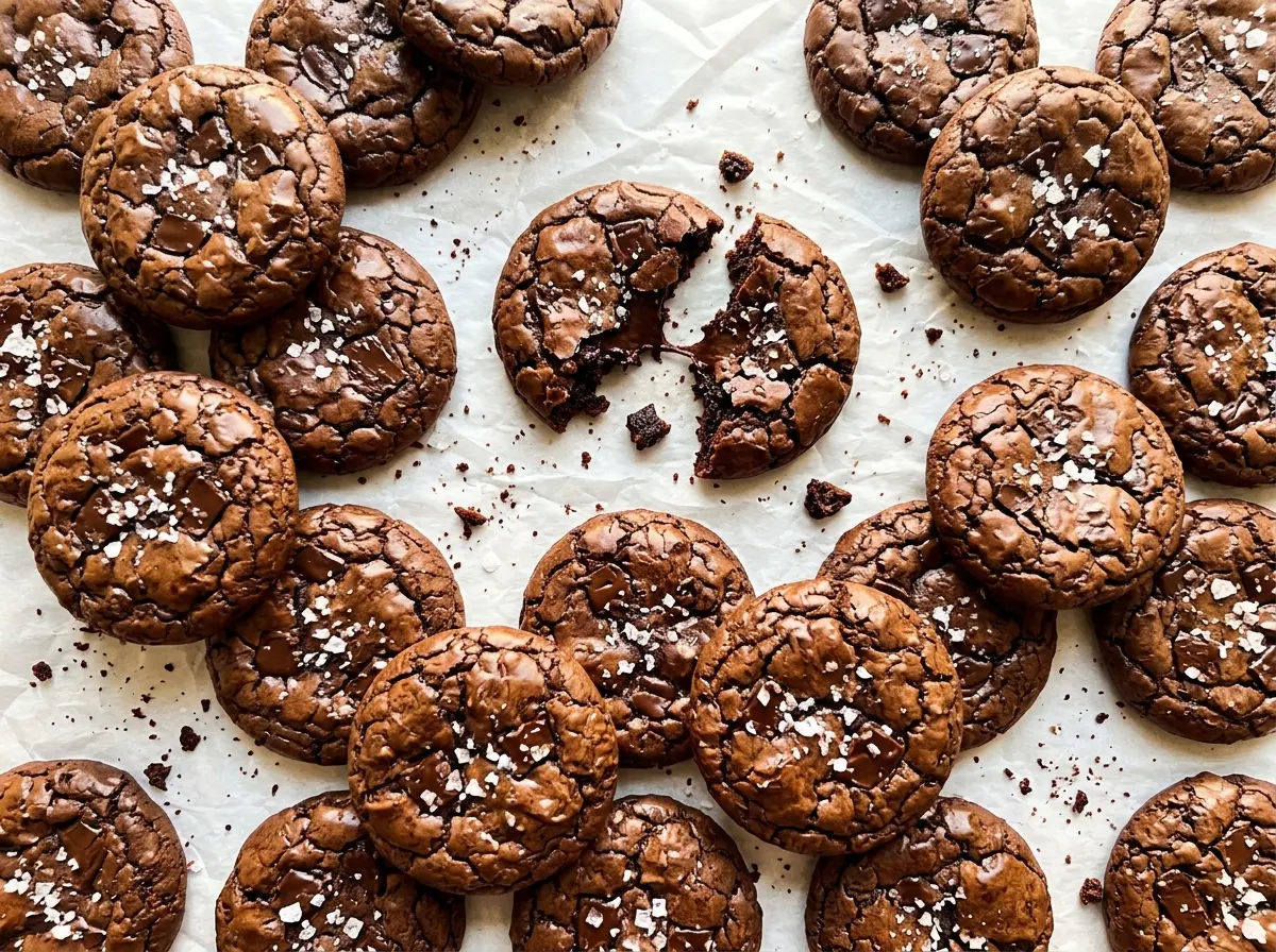 Salted Brownie Cookies crackly chocolate tops