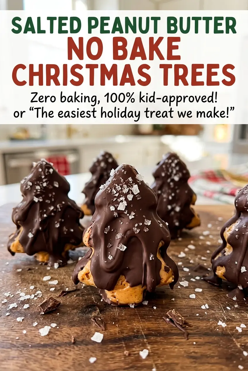 Salted Peanut Butter No Bake Christmas Trees sprinkle topped
