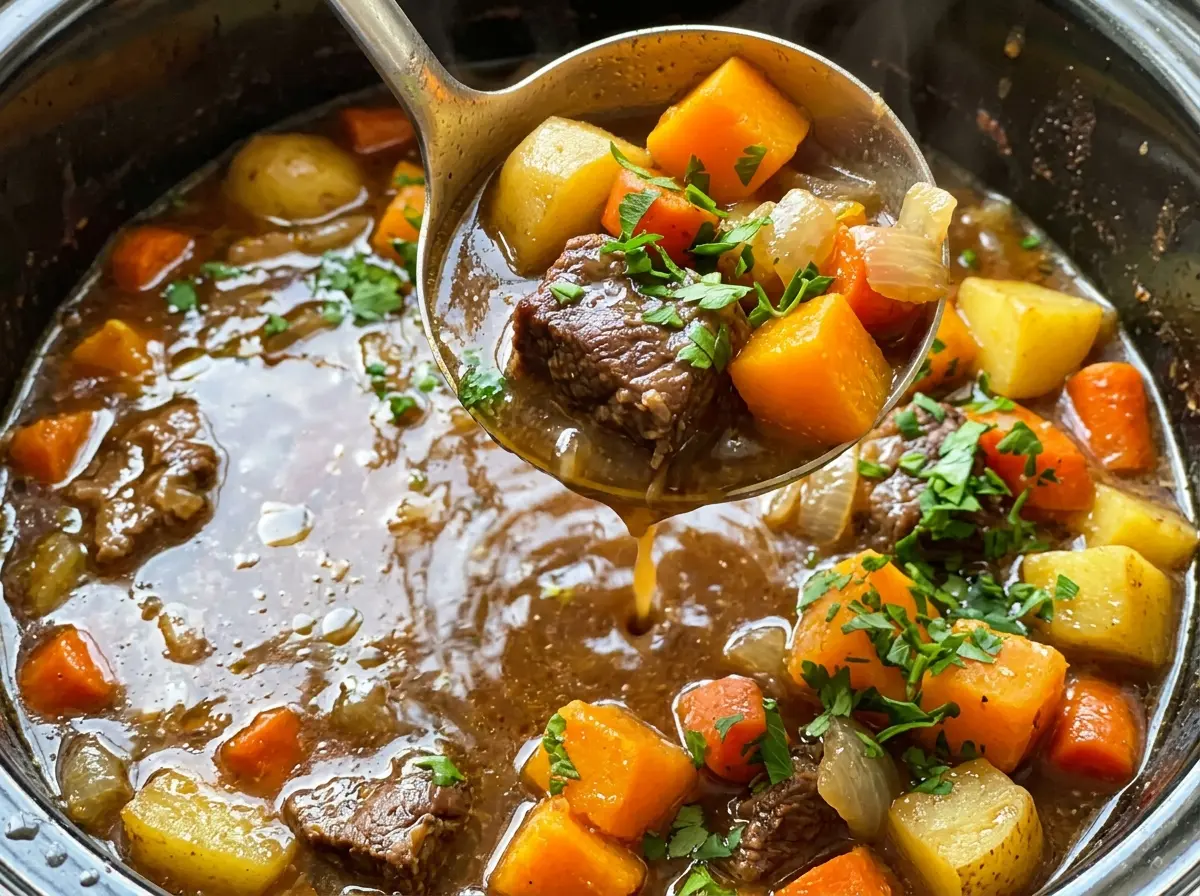 Slow Cooker Beef Stew with Butternut Squash hearty savory bowl