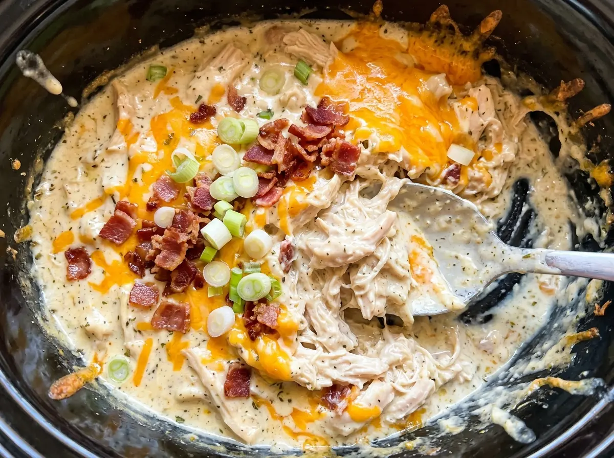 Slow Cooker Crack Chicken creamy, cheesy