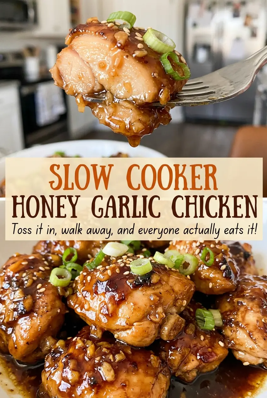Slow Cooker Honey Garlic Chicken tender glossy dinner