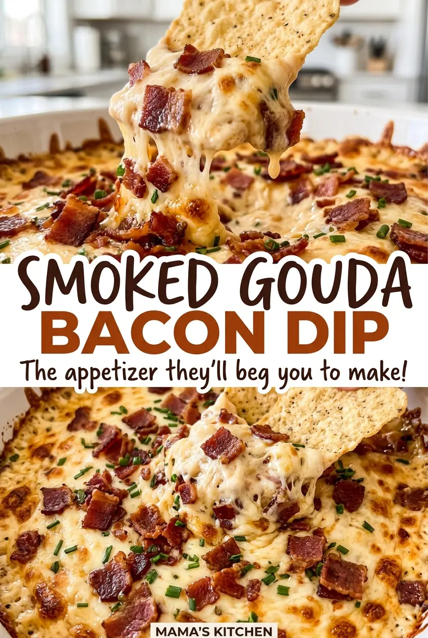 Smoked Gouda Bacon Dip creamy bubbling