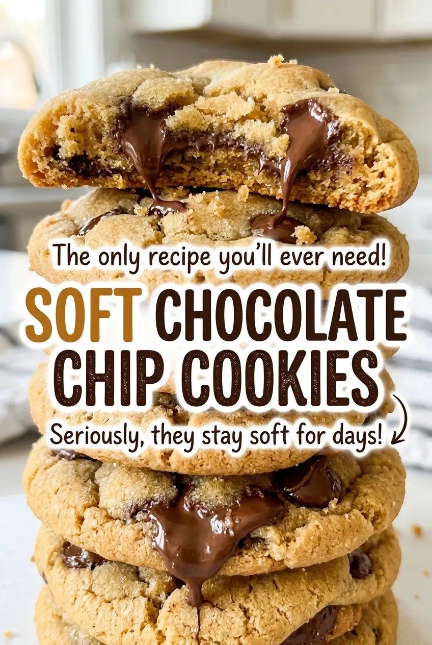 Soft Chocolate Chip Cookies chewy centers chocolate chips