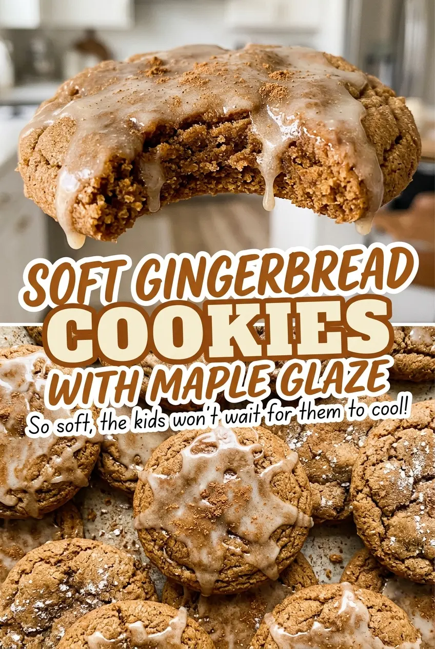 Soft gingerbread cookies with maple glaze, warmly spiced and tender