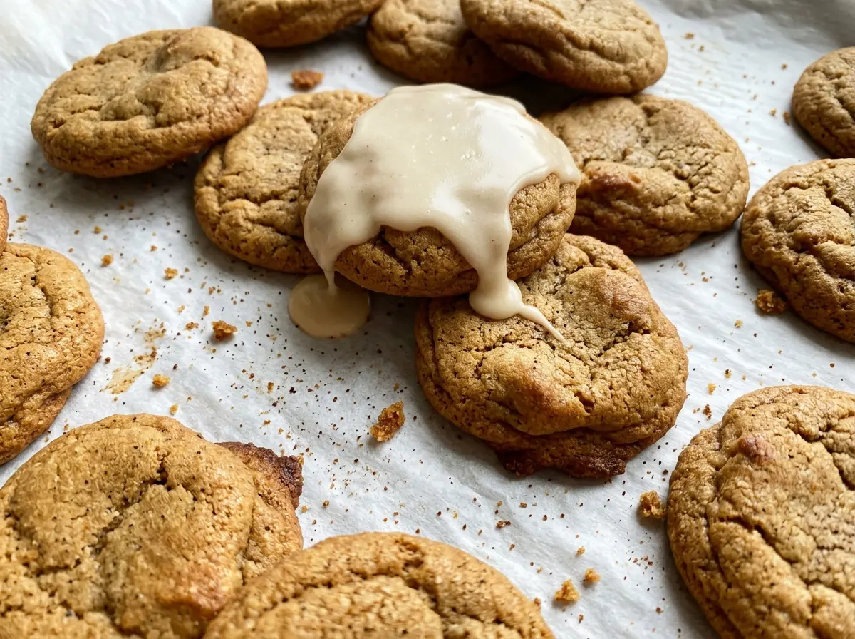 Soft gingerbread cookies with maple glaze, sugar-coated and tender