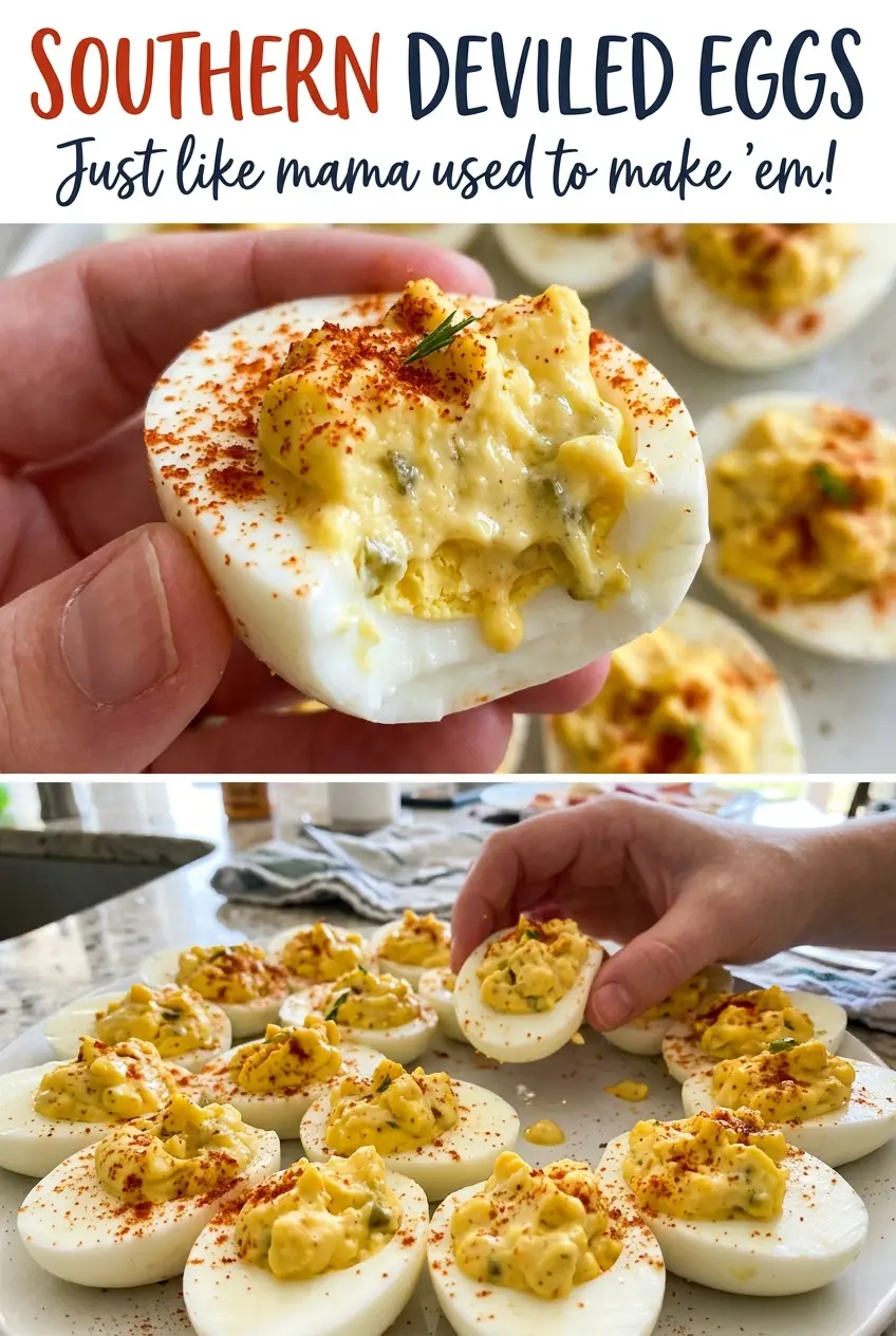 Southern Deviled Eggs paprika topped