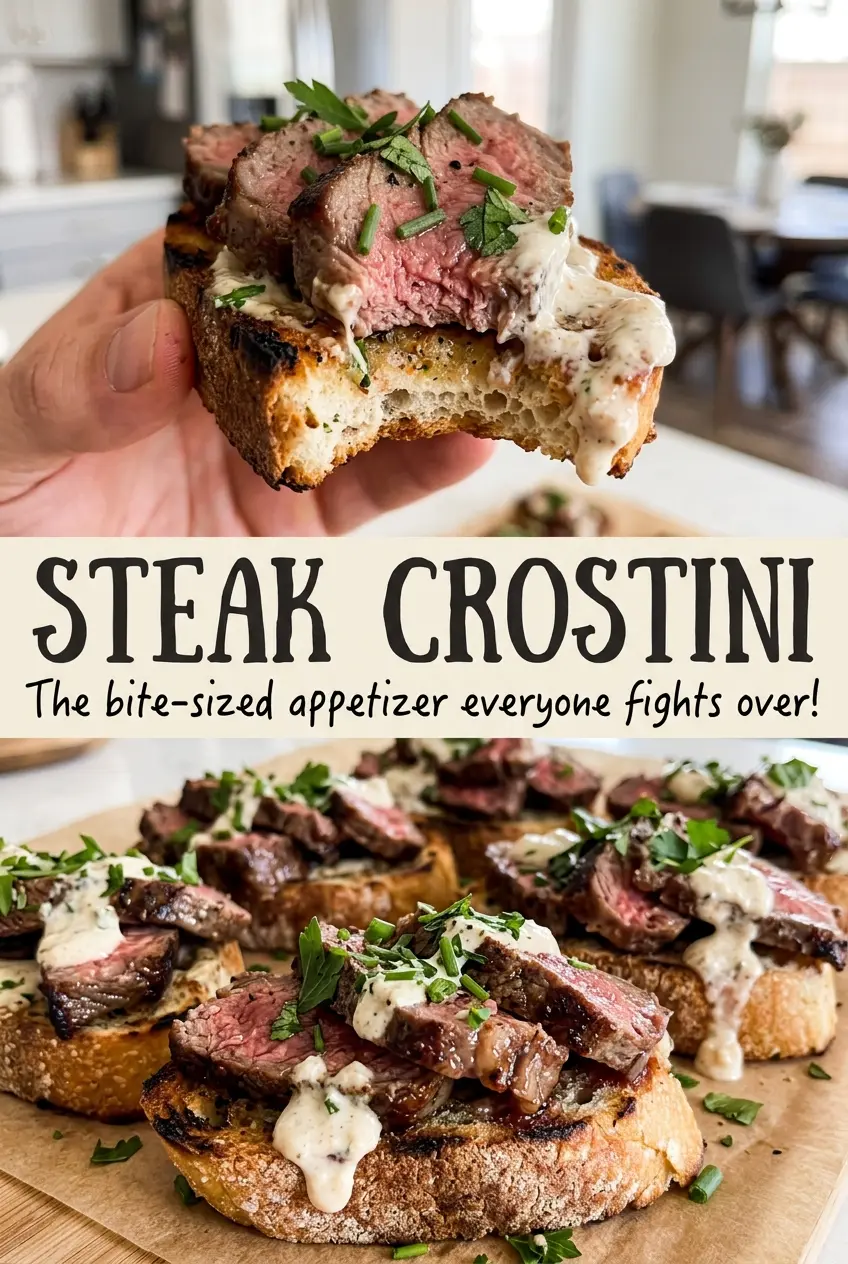 Steak Crostini crisp baguette sirloin