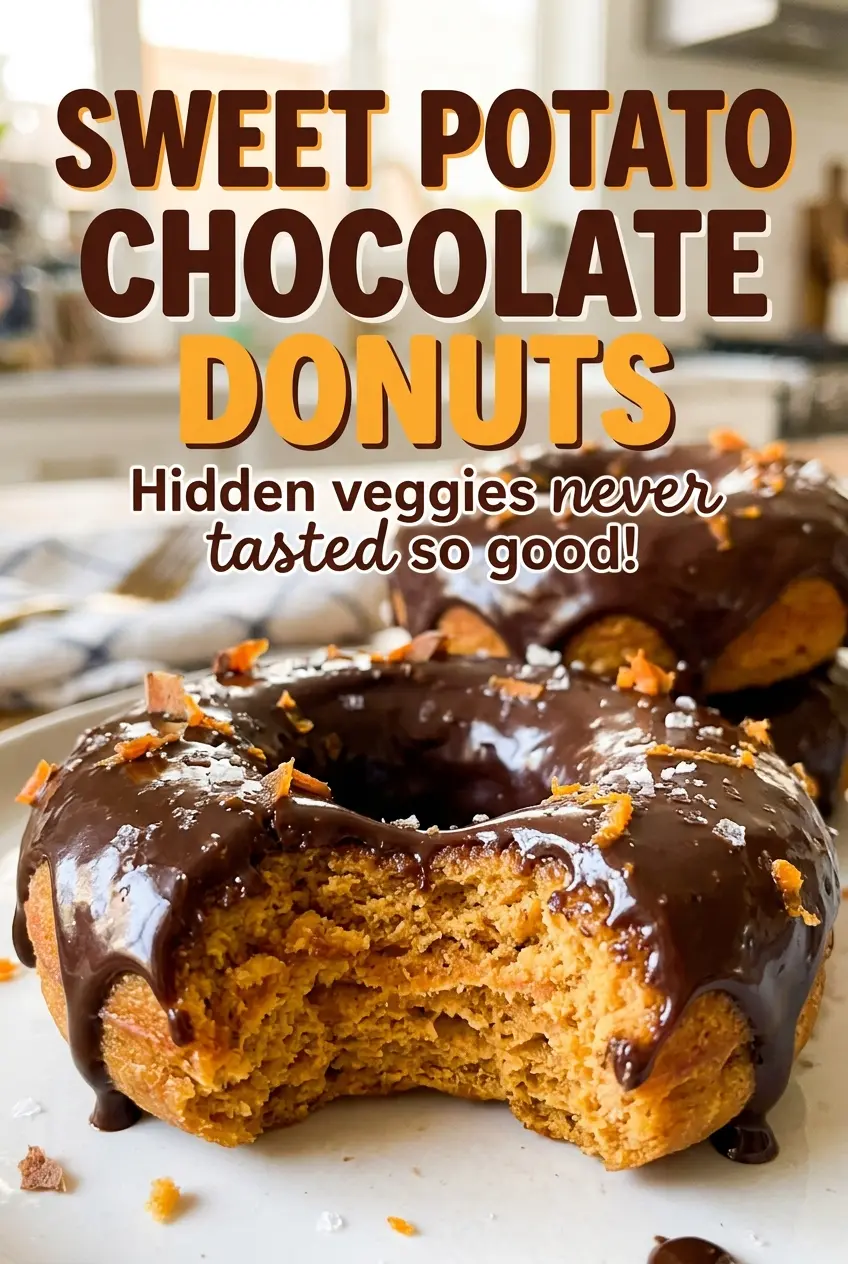 Sweet Potato Chocolate Donuts glossy chocolate glaze