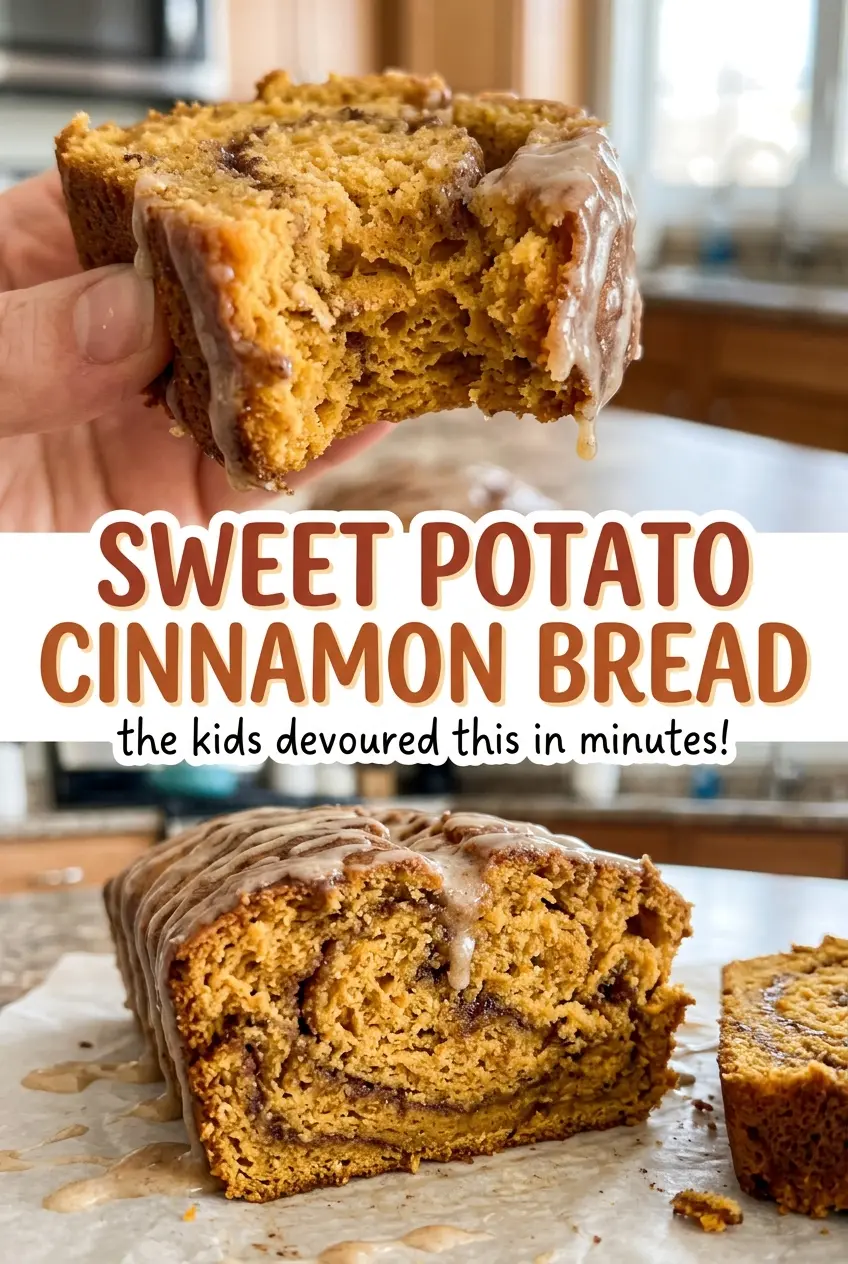 Sweet Potato Cinnamon Bread, cinnamon swirls, soft slice