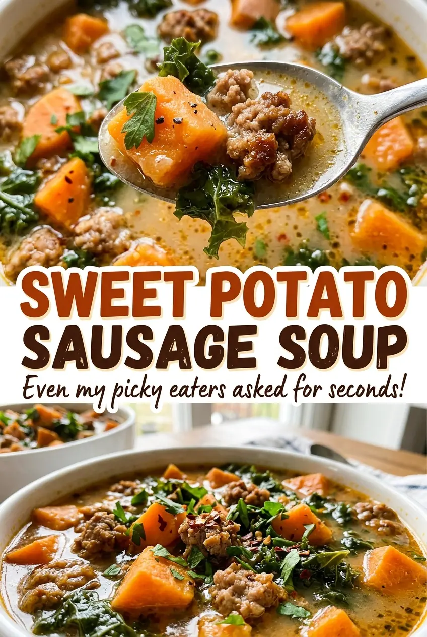 Sweet Potato Sausage Soup hearty sausage closeup