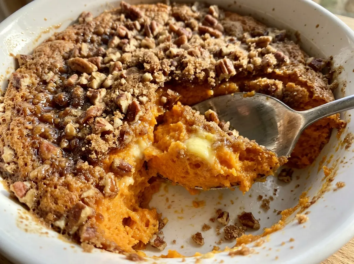 Sweet Potato Souffle golden pecan topping