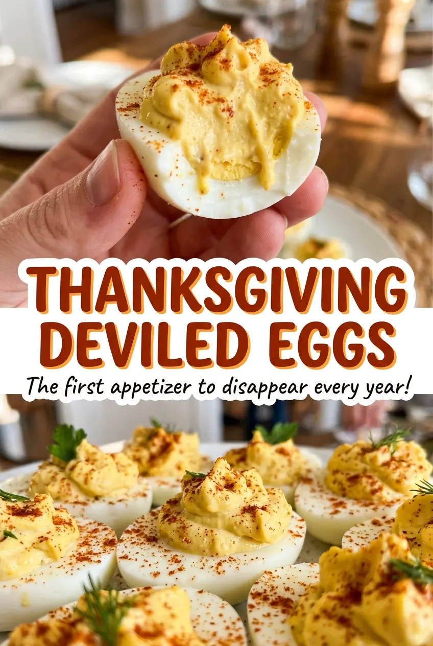 Thanksgiving Deviled Eggs cranberry onion topping