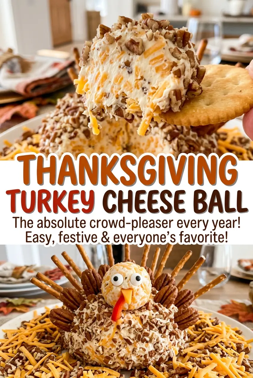 Thanksgiving Turkey Cheese Ball creamy ranch cheddar