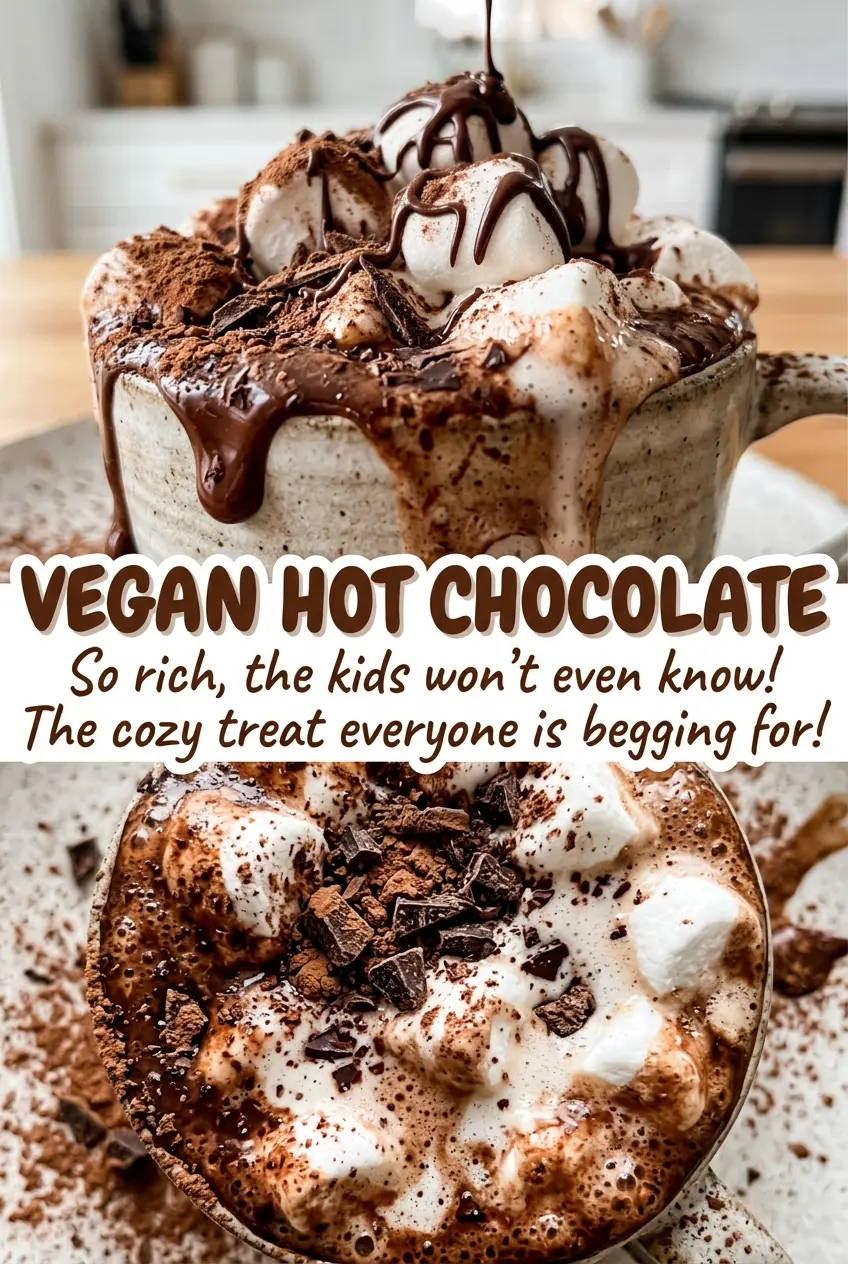 Vegan Hot Chocolate, creamy cocoa in a cup