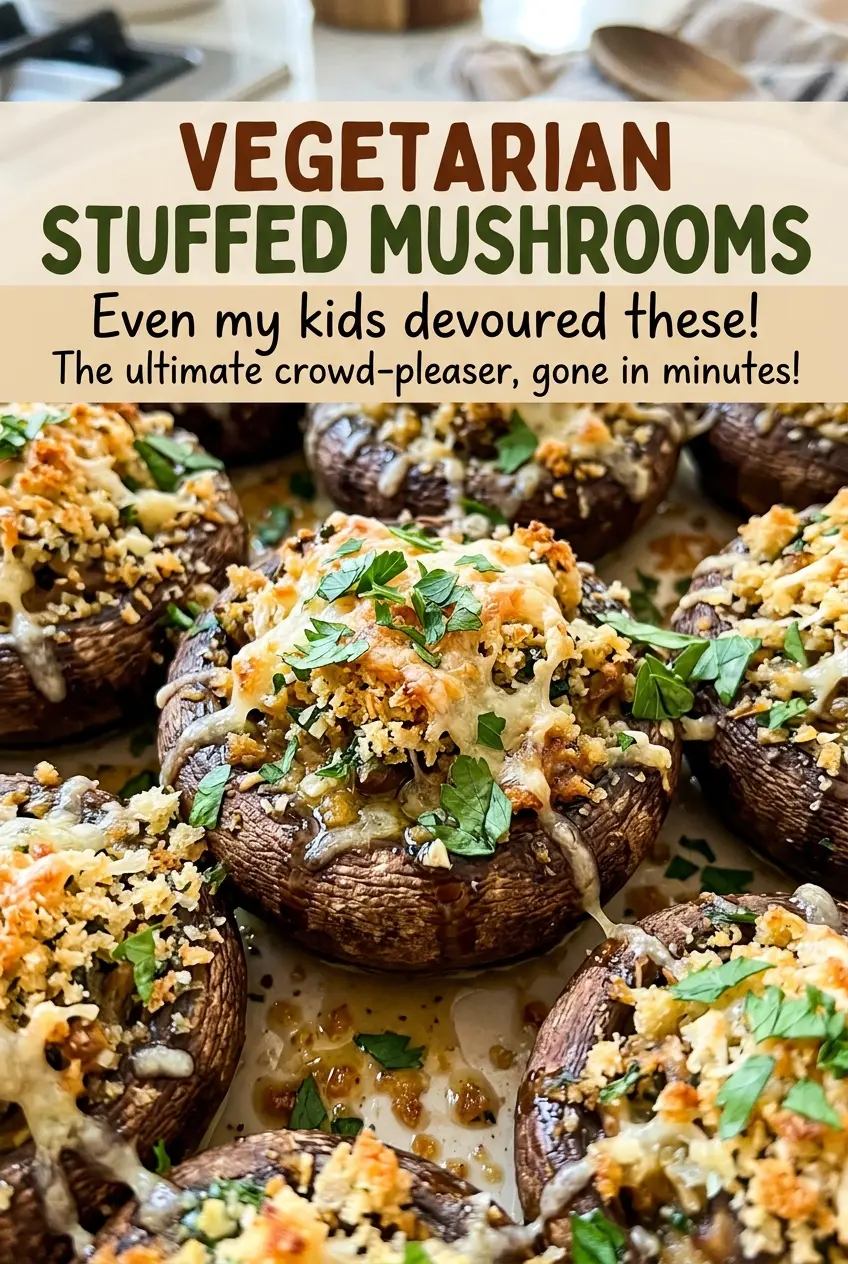 Vegetarian stuffed mushrooms creamy herb filling