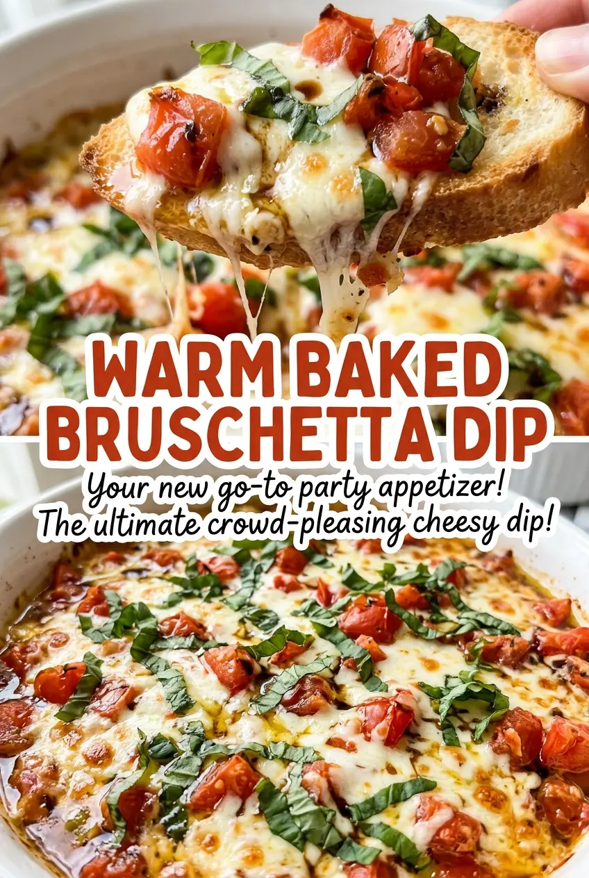 Warm Baked Bruschetta Dip golden cheesy