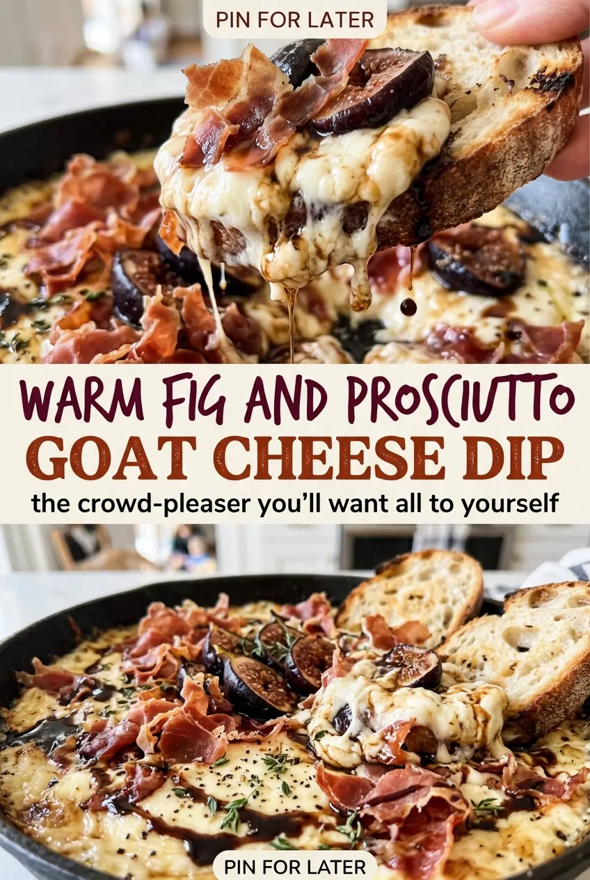 Warm Fig and Prosciutto Goat Cheese Dip with crisp golden topping