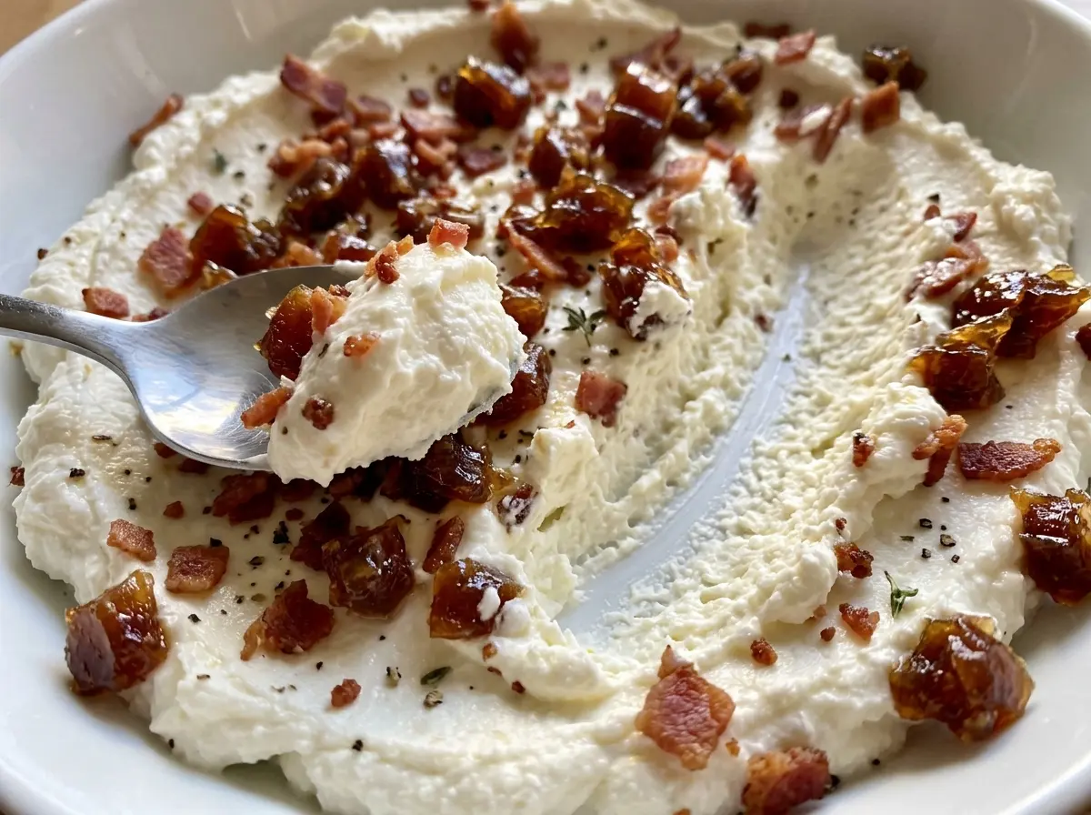 Whipped Goat Cheese with Bacon and Dates creamy tangy
