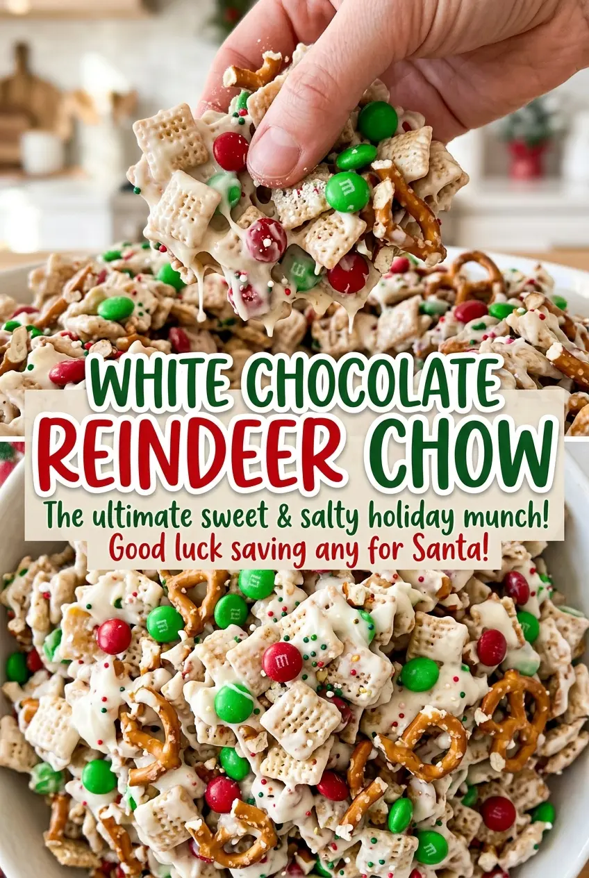 White Chocolate Reindeer Chow crisp sweet salty